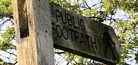 A footpath sign in Suckley