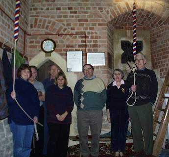 Suckley Tower bellringers on 7 February 2001. Photo (c) 2001 Keith Bramich